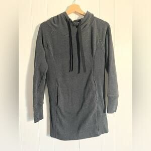 Earth yoga tunic hoodie grey kangaroo pocket long organic cotton athleisure fall